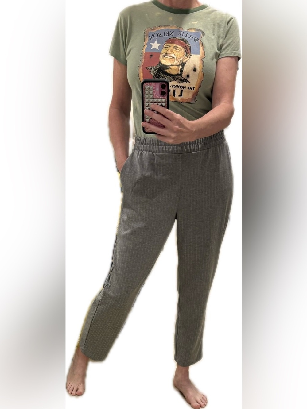 a new day Gray Pinstripe Elastic-Waist Suit Pant Joggers Size M